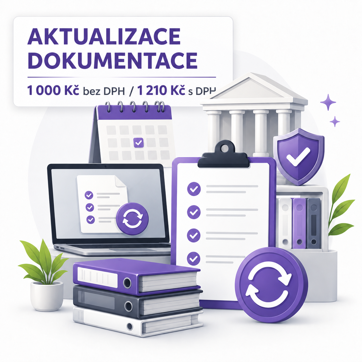 Máte již ode mě zpracovanou povinnou dokumentaci? Potom můžete využít zvýhodněnou aktualizaci podle aktuálně platných zákonů, vyhlášek a požadavků kontrolních orgánů.